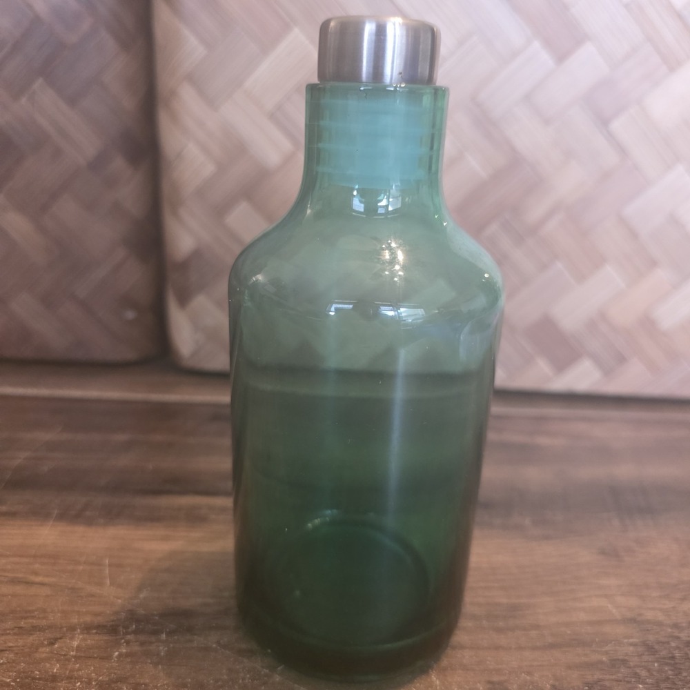 IKEA Limmaren‎ Apothecary Bottle Teal Blue Stainless Steel Stopper Bathroom